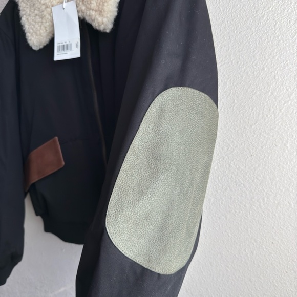 FRAME Luxury Shearling Leather Bomber Jacket - Picture 7 of 15